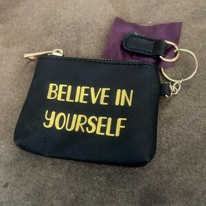 Black Keychain Pouch with Gold Text